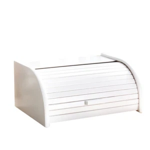 White Bread Bin Box Storage Roll Wood Wooden 16 x 26 x 30 cm Size Small - Picture 1 of 13