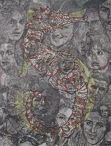 Guillaume Azoulay "Five" Limited Edition Etching w/ Hand Watercoloring #40/55 - Picture 1 of 3