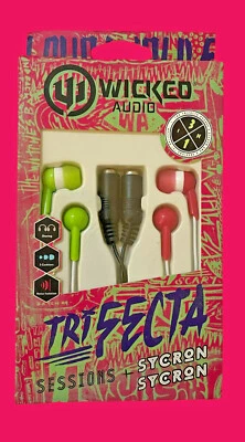 Paquete de auriculares Wicked Audio TRIFECTA 3 en 1 WI-1182 rosa/verde Foto 1 de 2
