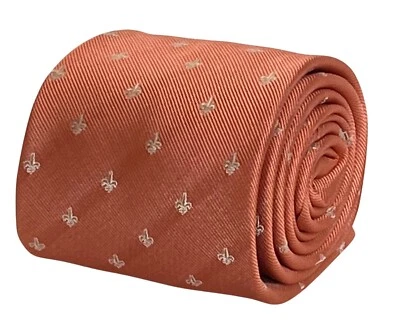 Cravatta uomo Frederick Thomas pesca corallo arancione con fleur de lis (lys) business