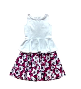 Kate Spade Outfit Skirt Top Girls Size 12 White Pink Floral Peplum Pageant - Picture 1 of 7