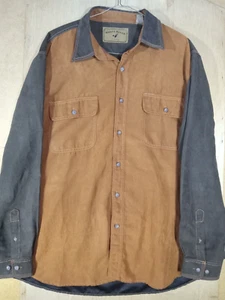 North River Outfitters Shirt Mens Large L Faux Suede Button Up 2 TONE ! - Picture 1 of 12