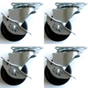 Paquete de 4 ruedas giratorias industriales con cojinetes de bolas Waxman 3262 con frenos carga 440 lb - Imagen 1 de 3