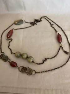 Beautiful Artisan Necklace With Red And Green Jasper And Picture Agate - Picture 1 of 9