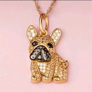 Französische Bulldogge Halskette aus Strass, mit 50 cm Kette, neu - Bild 1 von 1