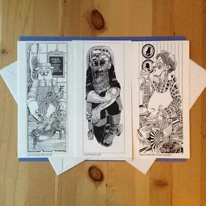 Dylan Thomas UNDER MILK WOOD Character Cards by DAVID WOOD 1980's Set of three - Bild 1 von 6