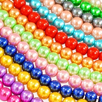 Premium Glass Pearl Beads Craft Jewellery Making 200x4mm 140x6mm 100x8mm 80x10mm - Image 1 of 4