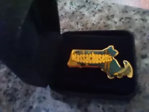 Massachusetts Enamel State Shaped Colored Pin - Picture 1 of 1