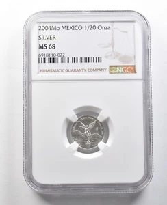 2004 Mo Mexico 1/20 Onza Silver Libertad MS68 NGC *0367 - Picture 1 of 3