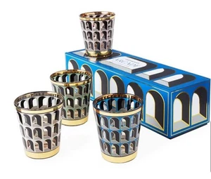Jonathan Adler Set di 4 bicchieri da bar arcade Art Deco NUOVI - Foto 1 di 4