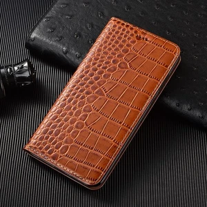 Funda de cuero genuino abatible para Samsung Galaxy S24 S25 Ultra cubierta de grano de cocodrilo - Imagen 1 de 24