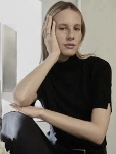 Country Road XL Black Merino Wool & Silk Short Sleeve Knit Jumper, Layer Top EC - Picture 1 of 8