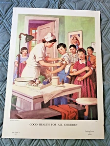 GOOD HEALTH FOR ALL CHILDREN-MIGRANT CAMP CHILDREN-LITHO PRINT-17" X 12 1/4"- - Picture 1 of 3