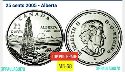 2005P - Canada 25 Cents - Alberta -NGC MS68 TOP POP Grade only 1 in EBAY! - Image 1 of 4