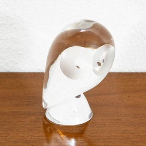 Mid Century Modern Art Glass Owl Figurine Paperweight Clear Signed Steuben - Picture 1 of 9