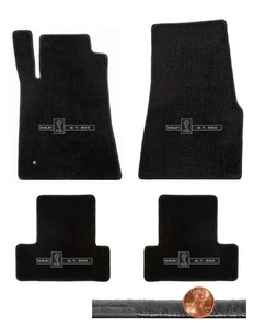2005-2010 GT-500 Mustang Black 4pc Velourtex Floor Mats Set - GT-500 Cobra Logos - Picture 1 of 6