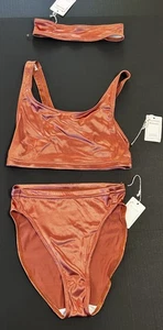 Vintage Undercover Wear Workout BH, hoch geschnittene Unterwäsche, Stirnband Kupfer Gr. M - Bild 1 von 1