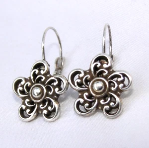 Vintage Brighton Passion Flower Silver Lever back Earrings - Picture 1 of 2