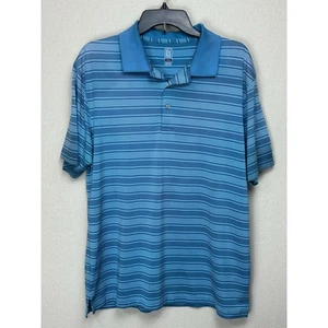PGA Tour Men's Golf Polo Shirt Size Large Blue White Striped Short Sleeve - Picture 1 of 11