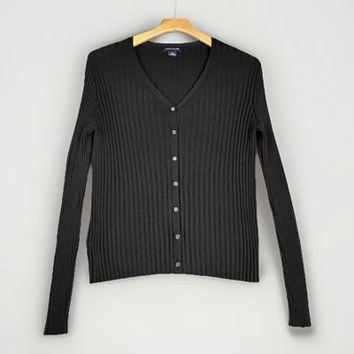 Кардиган Ann Taylor из шелковой смеси черный на пуговицах свитер опрятный карьерный академический размер XL - Изображение 1 из 4