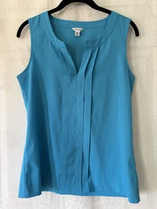 Blusa Top Mujer CALVIN KLEIN Plisada Frontal Turquesa Sin Mangas XS - Imagen 1 de 6