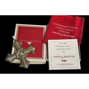 Cruz de Navidad Reed & Barton 1985 edición limitada plata de ley en caja - Imagen 1 de 5