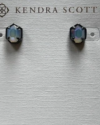 Kendra Scott Logan Opalite Stud Earrings In Gunmetal - Image 1 of 4