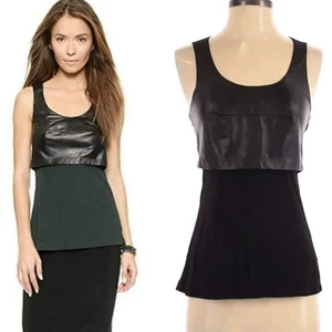 Ramy Brook Black Leather Rayon Sleeveless Tank Top Size XS - Picture 1 of 7