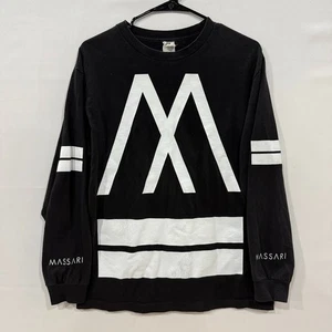 Camicia Massari manica lunga uomo M nera bianca logo grafico stile hip hop - Foto 1 di 5