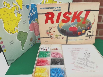 Risk! Board Game Waddington's Classic White Box Edition 1960s Complete - Image 1 of 4