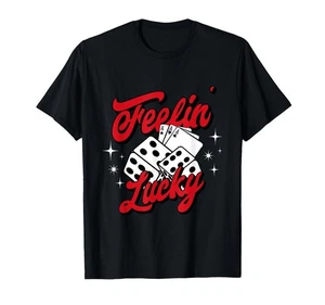 Women’s XL Feelin Lucky Gambling Casino Cards and Dice T-Shirt Black - Picture 1 of 1
