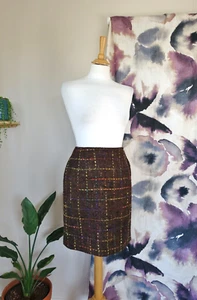 Falda vintage SALVATORE FERRAGAMO marrón mezcla lana talla 8/10 - Imagen 1 de 9
