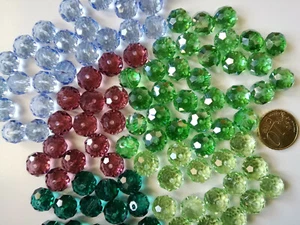 Perlas cristal facetado 12 x 9 mm X 8 UNIDADES grandes elige color o mezcla - Imagen 1 de 19