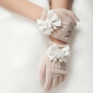 Children's Princess Gown Mesh Bow Gloves Stage Performance Wedding Flower Girl - Picture 1 of 20