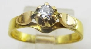 Vintage 18 Karat Gold Alt Europäischer Schliff Diamant Solitär Ring - Bild 1 von 5