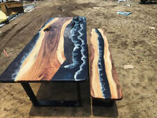 Custom Order Black Epoxy Resin Dining Coffee Table Top UV Protection Home Decor