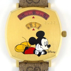 Empuñadura de reloj GUCCI 157.4/YA157420 Disney Colaboración Modelo SS Cuero Qz - Imagen 1 de 10