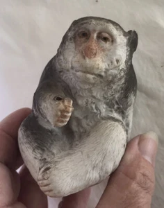 Antique Meiji Rare Japanese Porcelain Snow Monkey Figurine Anatomically Correct - Picture 1 of 7