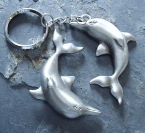 Dolphin Set Pewter Key -Chain and Magnet - Picture 1 of 1