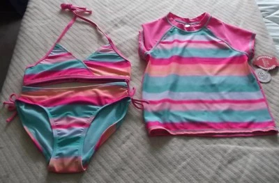 ДЕВОЧКИ ZEROXPOSUR С БРЕТЕЛЬЮ ЧЕРЕЗ ШЕЮ БИКИНИ КОМПЛЕКТ - УФ ЗАЩИТА UPF 50 + - РАЗМЕР 10 - НОВЫЙ С ЯРЛЫКАМИ - Изображение 1 из 4
