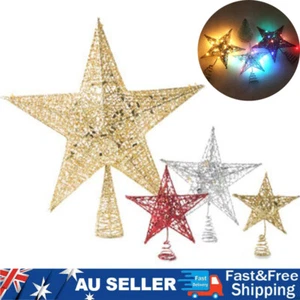LED Tree Topper Star Christmas Decoration Top Xmas Star Light Up Glitter Gift - Picture 1 of 15