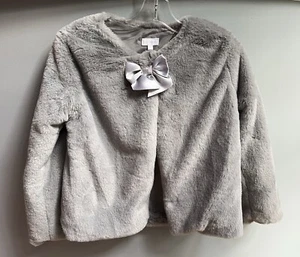 BCB Girls Faux Fur Shrug Cozy Bolero Gray Size 6X Holiday Wedding Excellent Cond - Picture 1 of 5