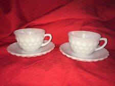 Lot Of 2 Vintage Anchor Hocking Milk Glass cups and sauces  set