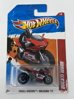 Hot Wheels 2011 Thrill Racers Volcano Burgundy Red Ducati 1098R Motorcycle Bike - Image 1 of 4