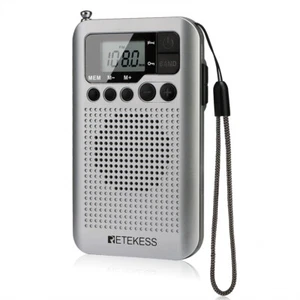 RETEKESS TR106 silver portable radio [FM/AM] sleep timer - Picture 1 of 5