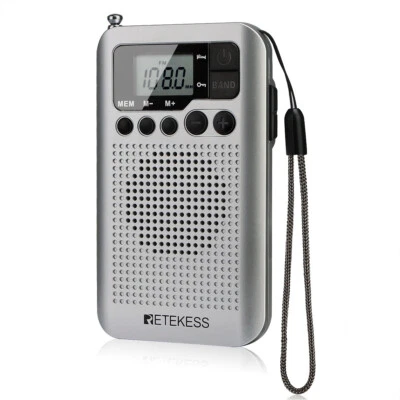 RETEKESS TR106 silver portable radio [FM/AM] sleep timer - Image 1 of 4