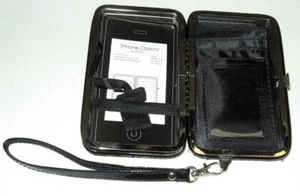 Bolso de mano negro brillante para teléfono celular y billetera - Imagen 1 de 5