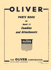 Oliver Model 18 Combine Attachment Parts Book Manual OL - Picture 1 of 1
