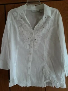 Tantrums White Beaded Woven Boho Tunic  Top Size XL NWT - Picture 1 of 3
