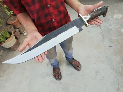 New Custom made Carbon Steel 25 Long Rambo Bowie Knife With Stag Horn Handle - Image 1 of 4